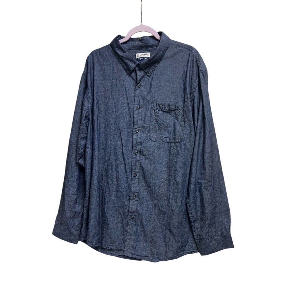 Magellan Shirt Denim Men's‎ Long Sleeve Button Up Cotton Size 2XL